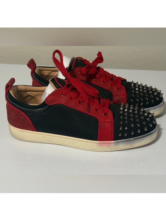 Christian Louboutin Other - Christian Louboutin Black and Red Spiked Low-Top Sneakers